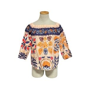 FARM Rio Anthropologie Top Shirt Multicolor Floral Blouse NWT Size XXS